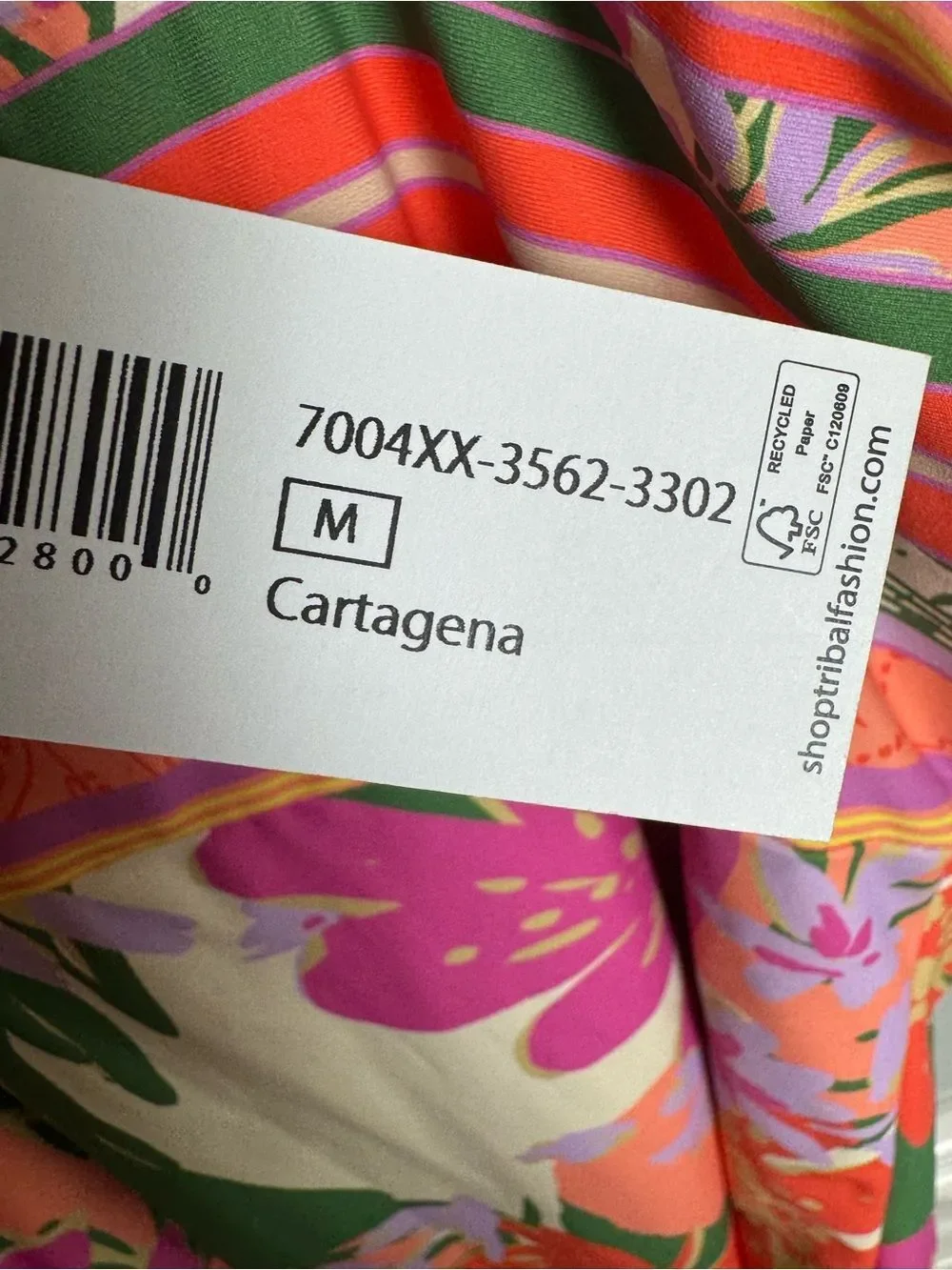 Tribal 7004XX-3562-XIX Palms-Flatten It Gathered Swimsuit-Cartagena M NWT